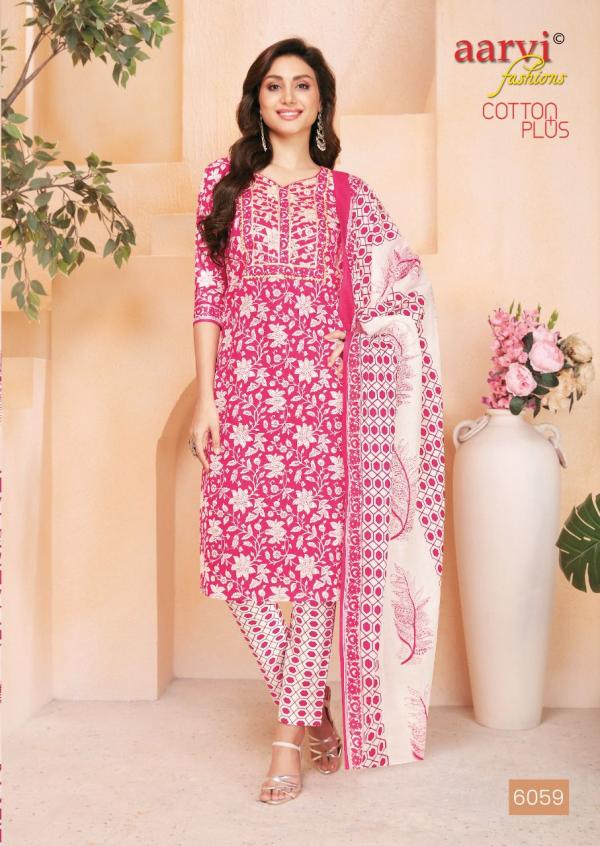 Aarvi Cotton Plus Cotton Embroidery Designer Readymade Suit